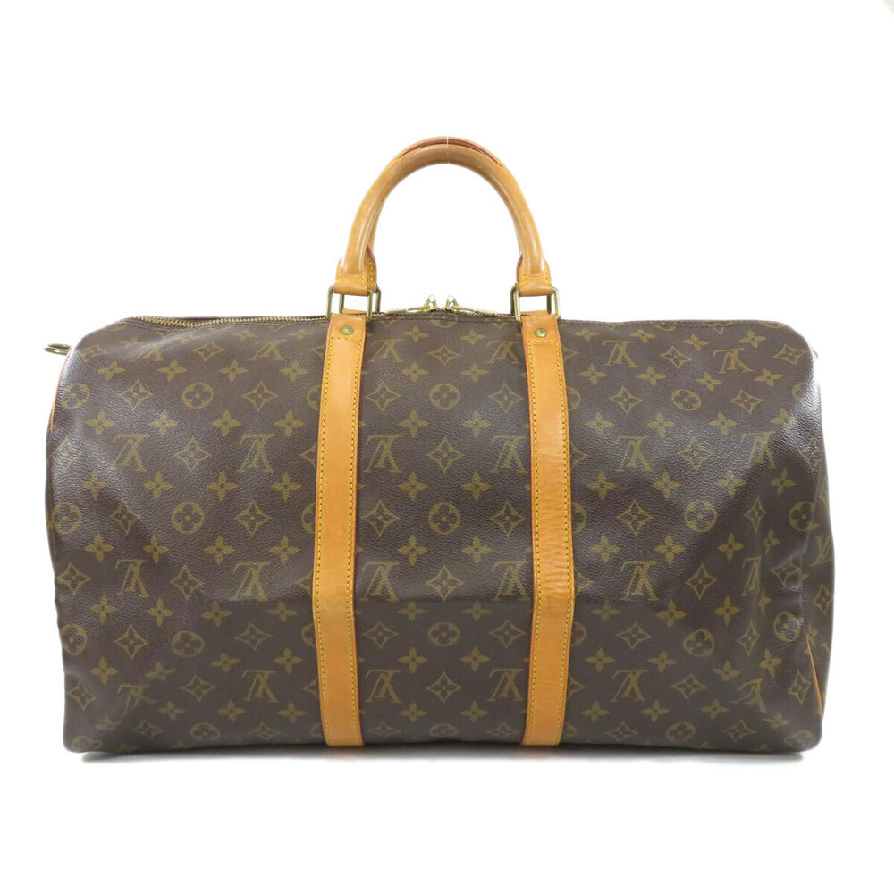 Louis Vuitton Monogram Boston Bandoulire Canvas Keepall Bag Brown